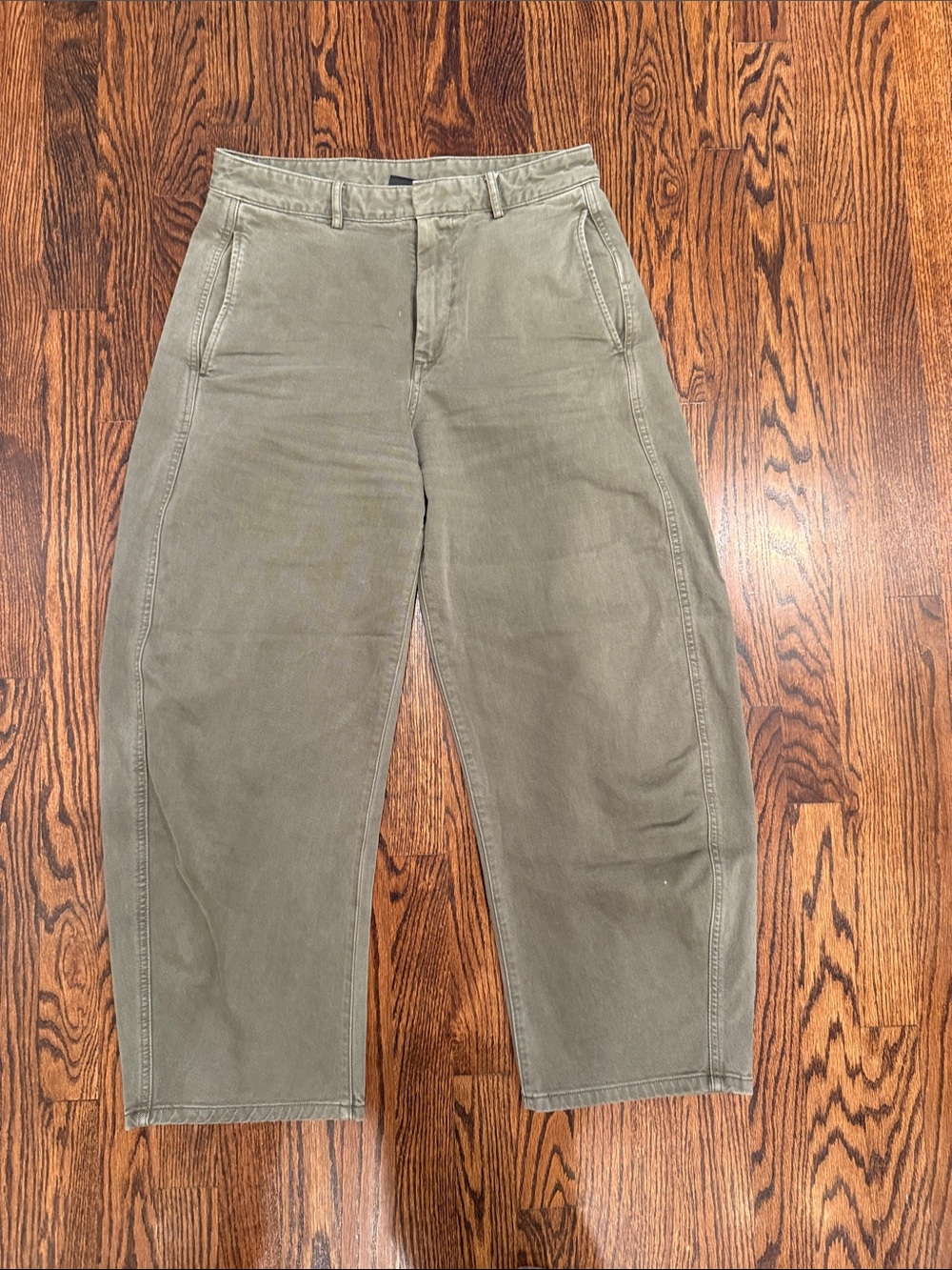 Olive Green Barrel Jeans